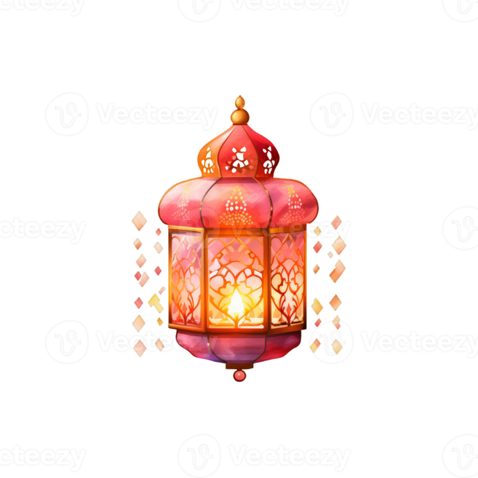 Colorful watercolor diwali lantern Generative Ai png