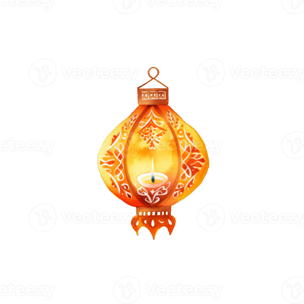 Colorful watercolor diwali lantern Generative Ai png