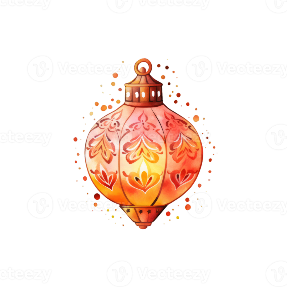 Colorful watercolor diwali lantern Generative Ai png