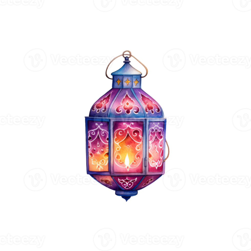 Colorful watercolor diwali lantern Generative Ai png