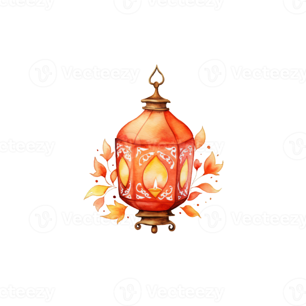 Colorful watercolor diwali lantern Generative Ai png