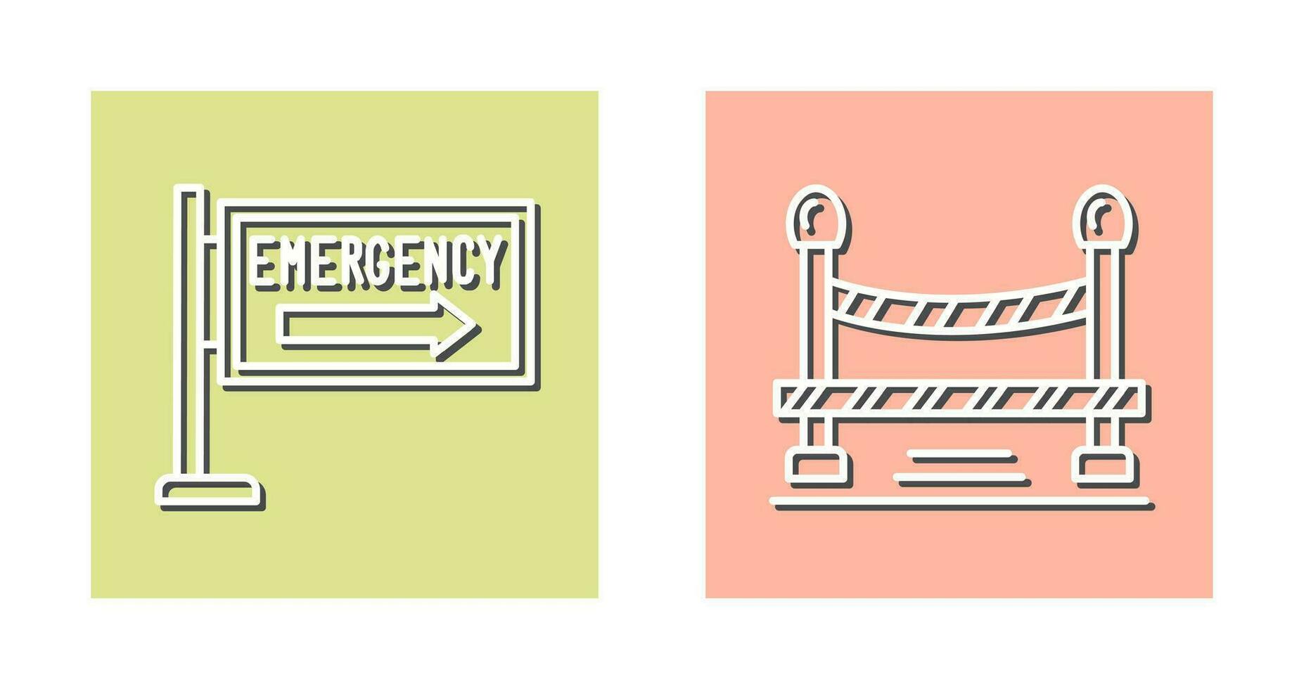 Emergency Sign and Do Not Cross Line, Icon vector