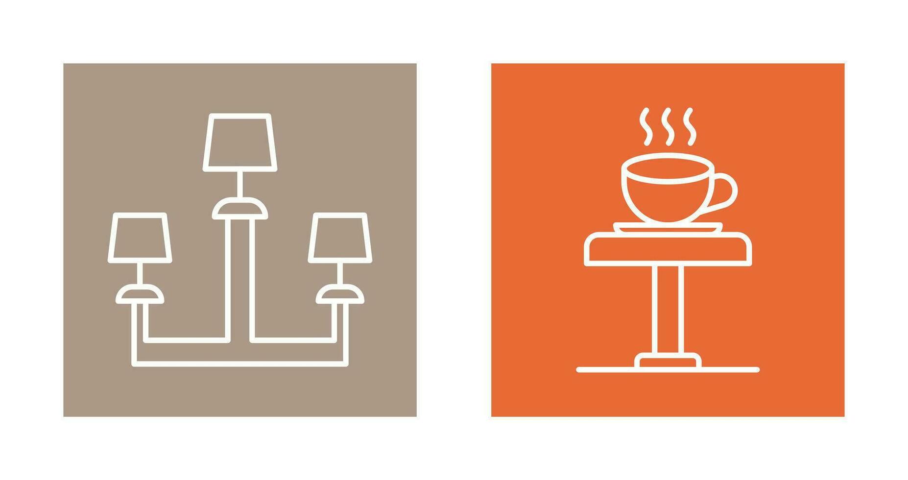 lámpara y café mesa icono vector