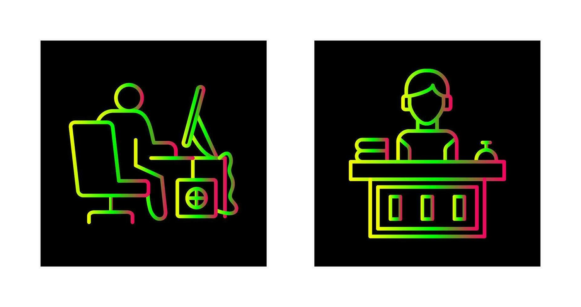 Computer Worker and Office Reception Icon vector
