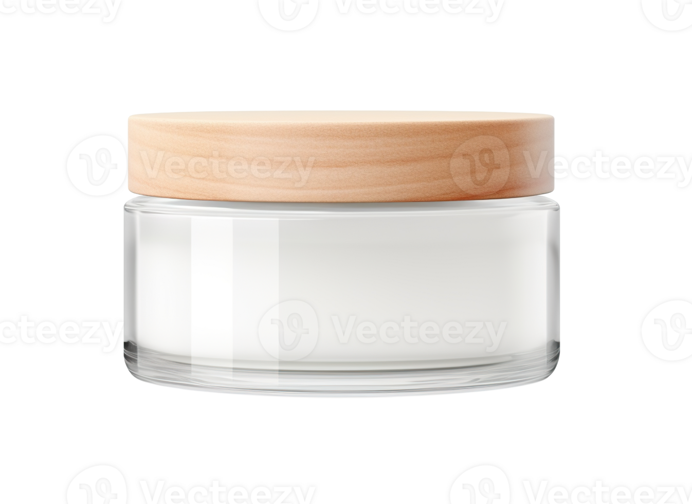 Blank, unbranded cosmetic cream jar on transparent background. Skin care product, cut out element. Glass container mockup. Skincare, beauty. Front view, ready for your label design. Generative AI. png