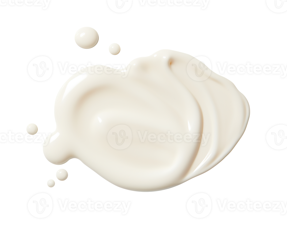 White cosmetic cream stroke on transparent background. Face creme, body lotion, moisturizer. Skin care, cut out liquid. Beauty make-up product smudge, smear. Creamy drop, splash. Generative AI. png