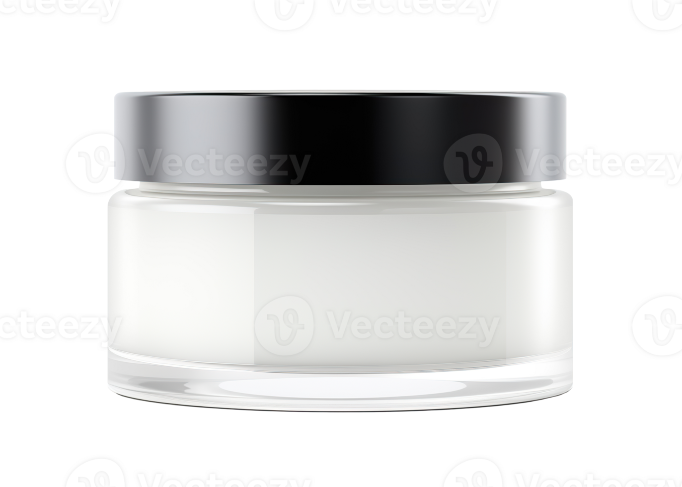 Blank, unbranded cosmetic cream jar on transparent background. Skin care product, cut out element. Glass container mockup. Skincare, beauty. Front view, ready for your label design. Generative AI. png