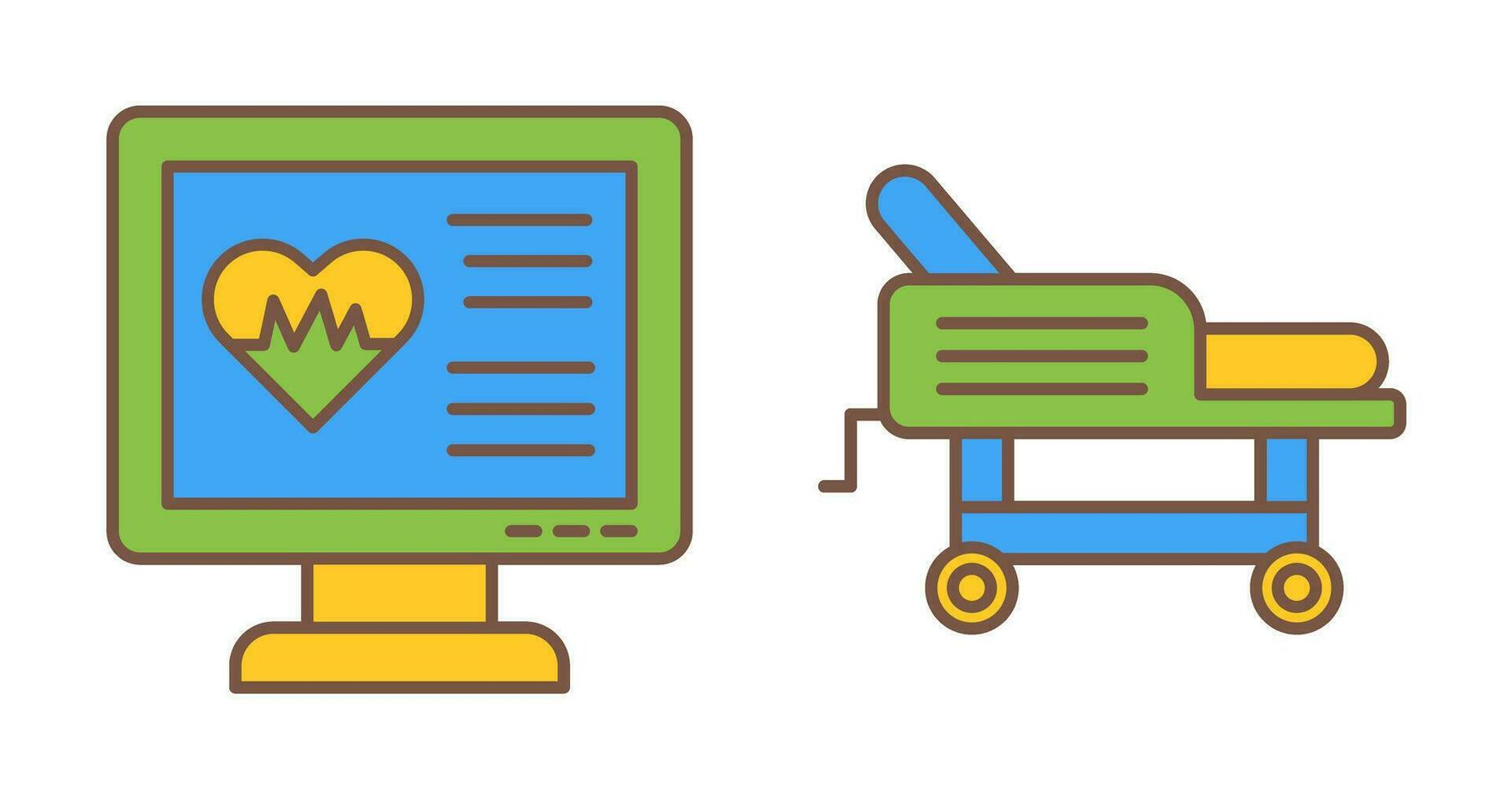 Cardiogram and Hospital Bed Icon vector