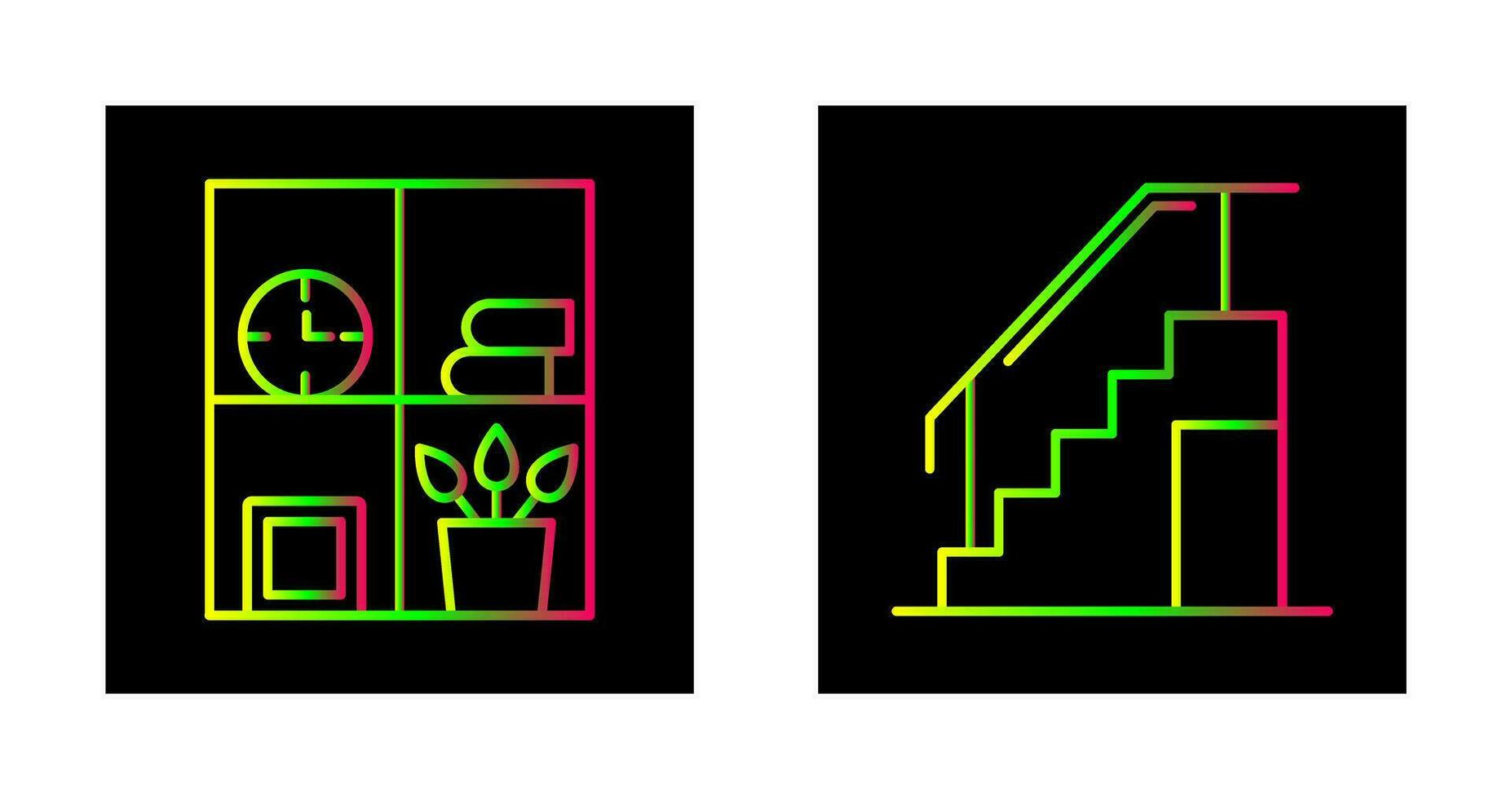 Bookshelf and Stairs Icon vector