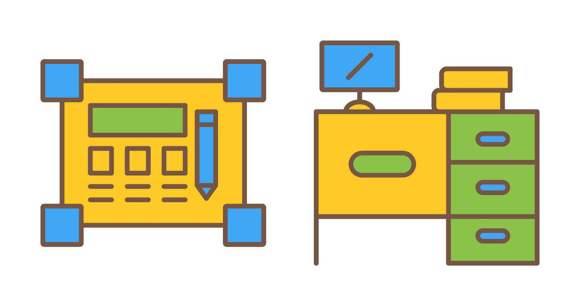 Blueprint and Desk Icon vector