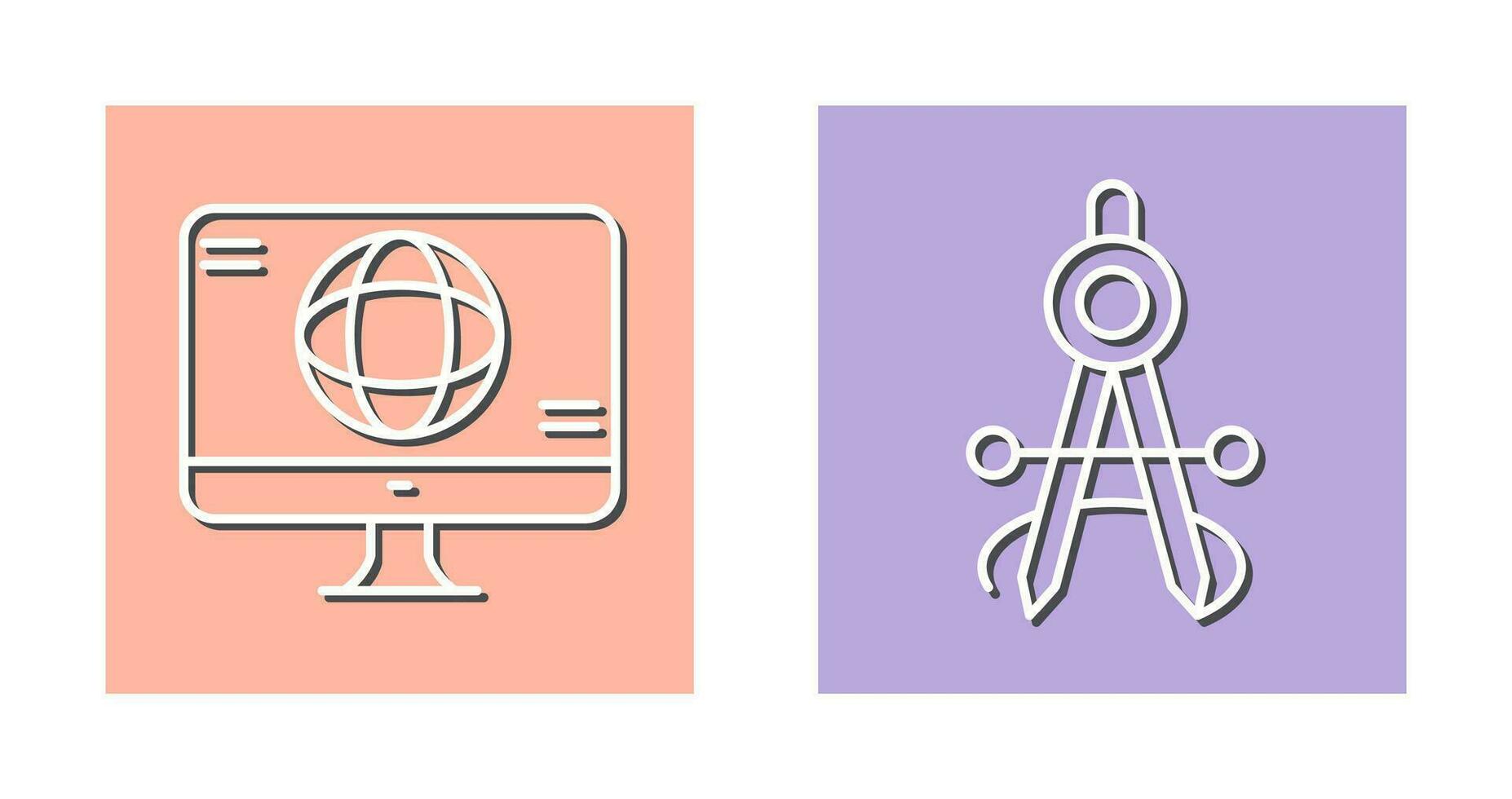 monitor and compass Icon vector