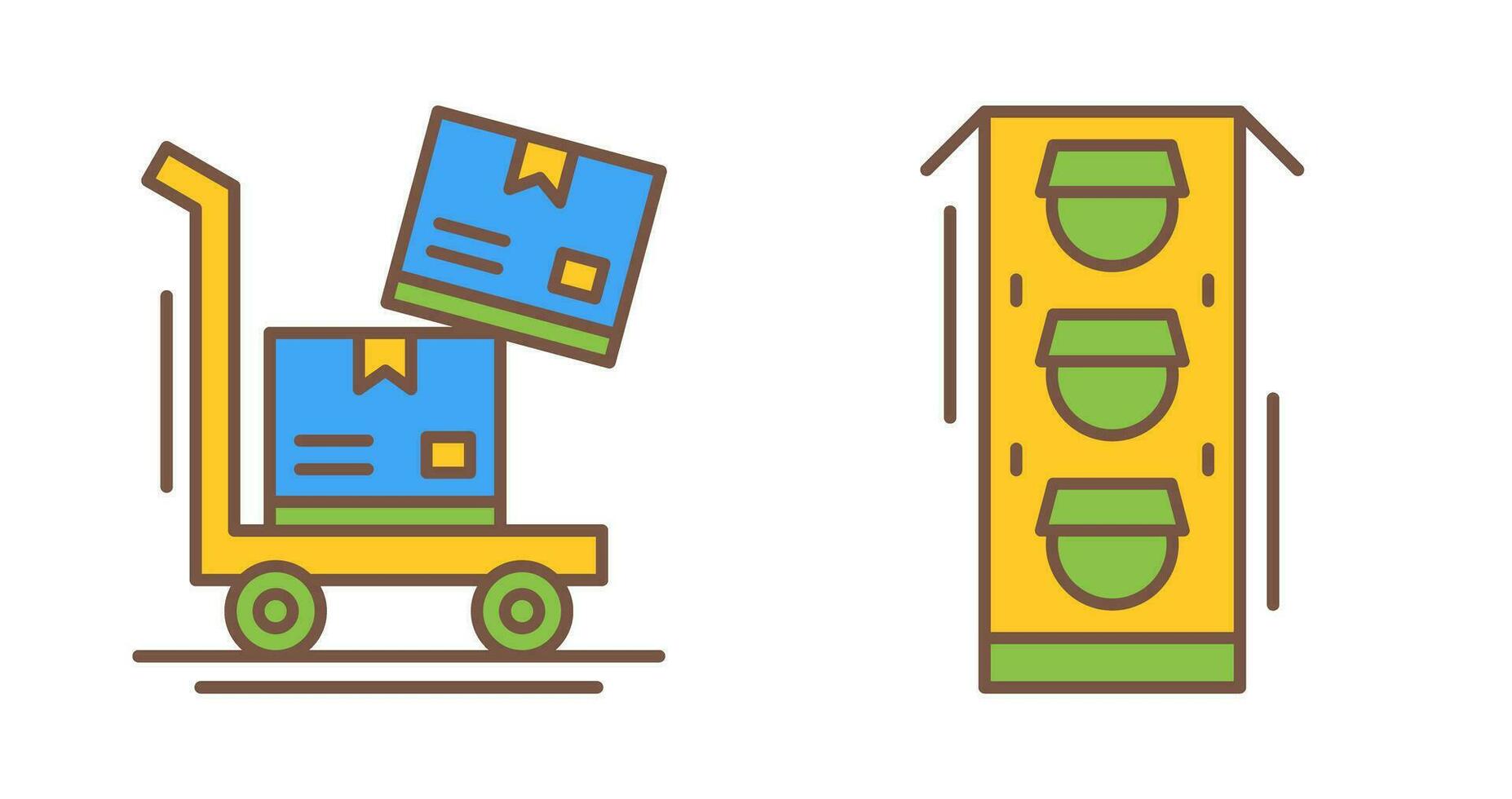 trolly and traffic light  Icon vector