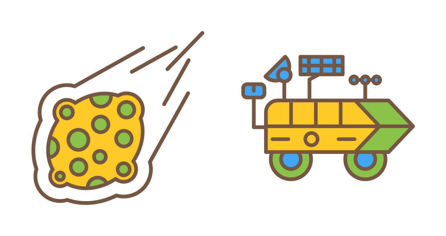 meteroite and moon rover Icon vector
