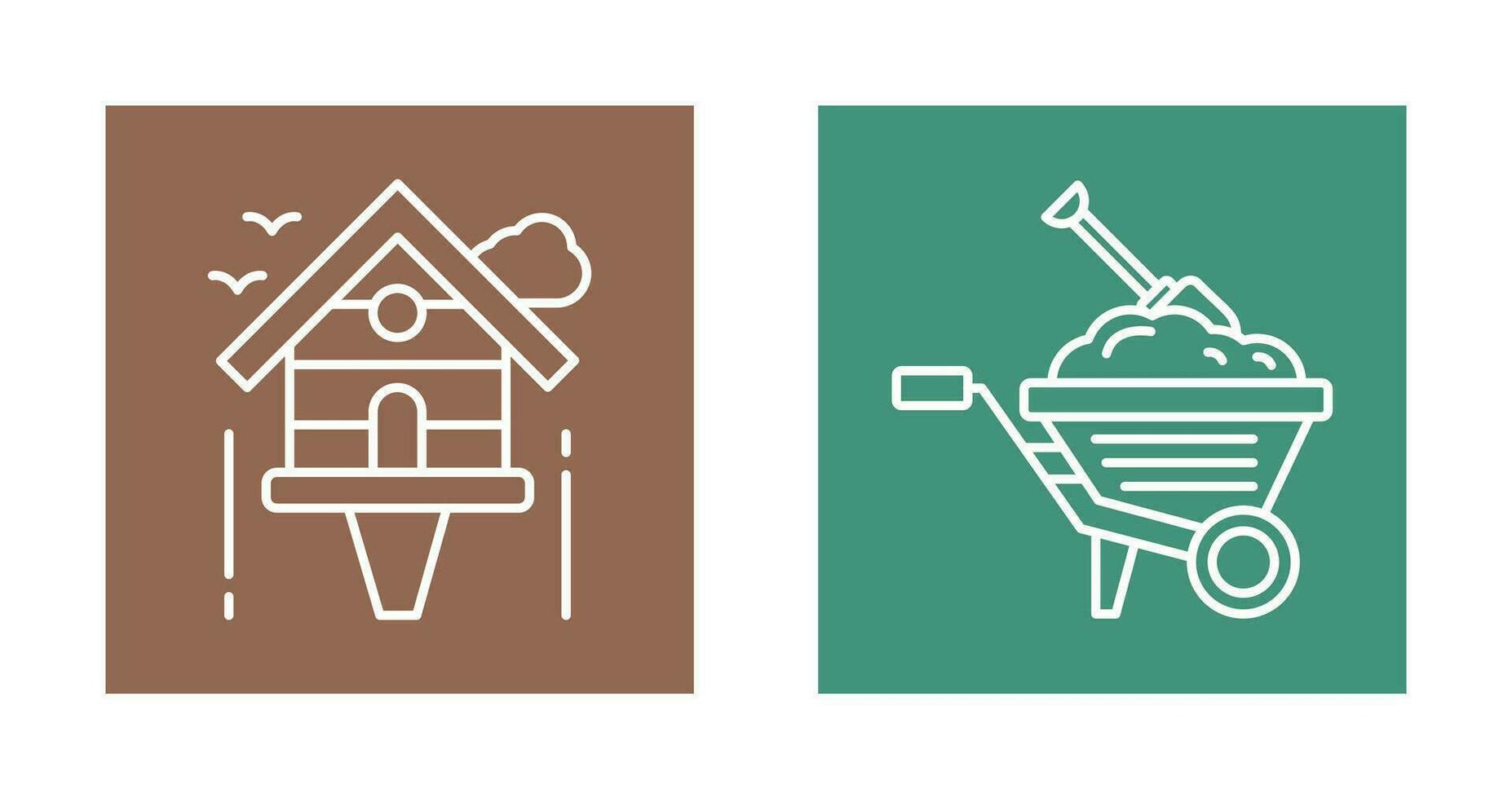 Diging and Birdhouse Icon vector