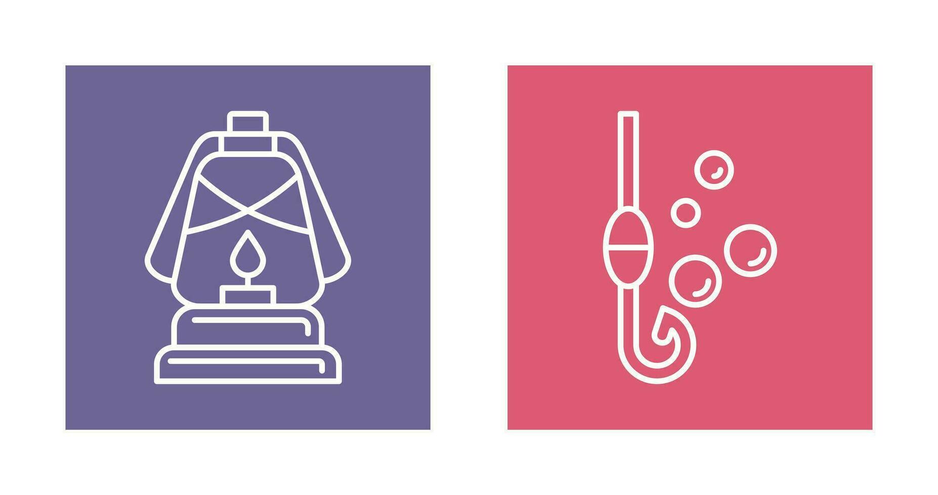 Lantern and Fishing Hook Icon vector