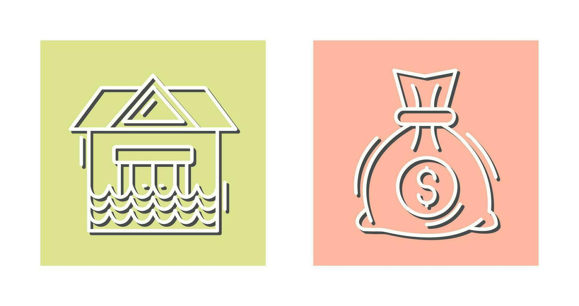 Natural Disaster and Money Bag Icon vector