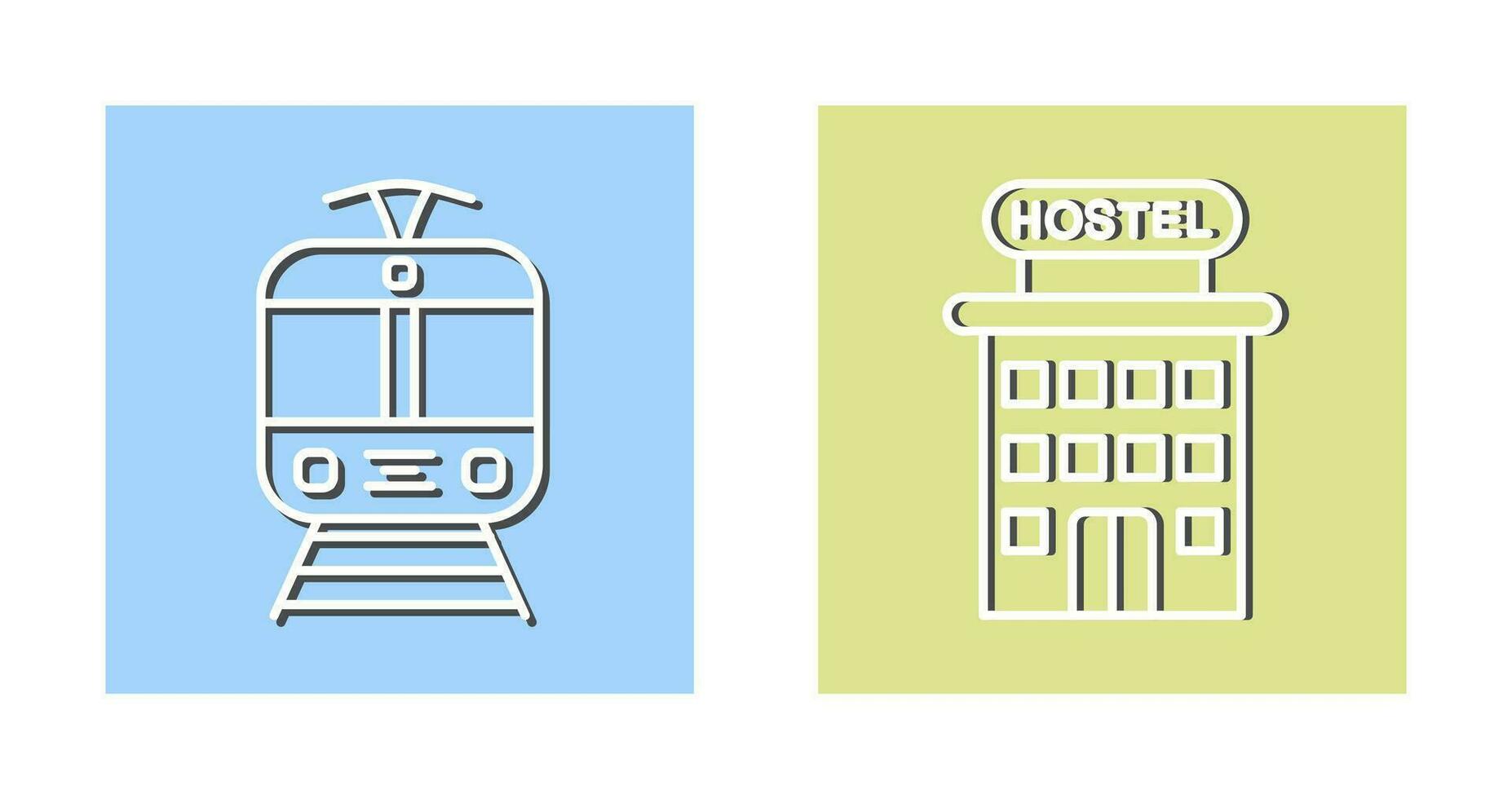 tranvía y Hostal icono vector