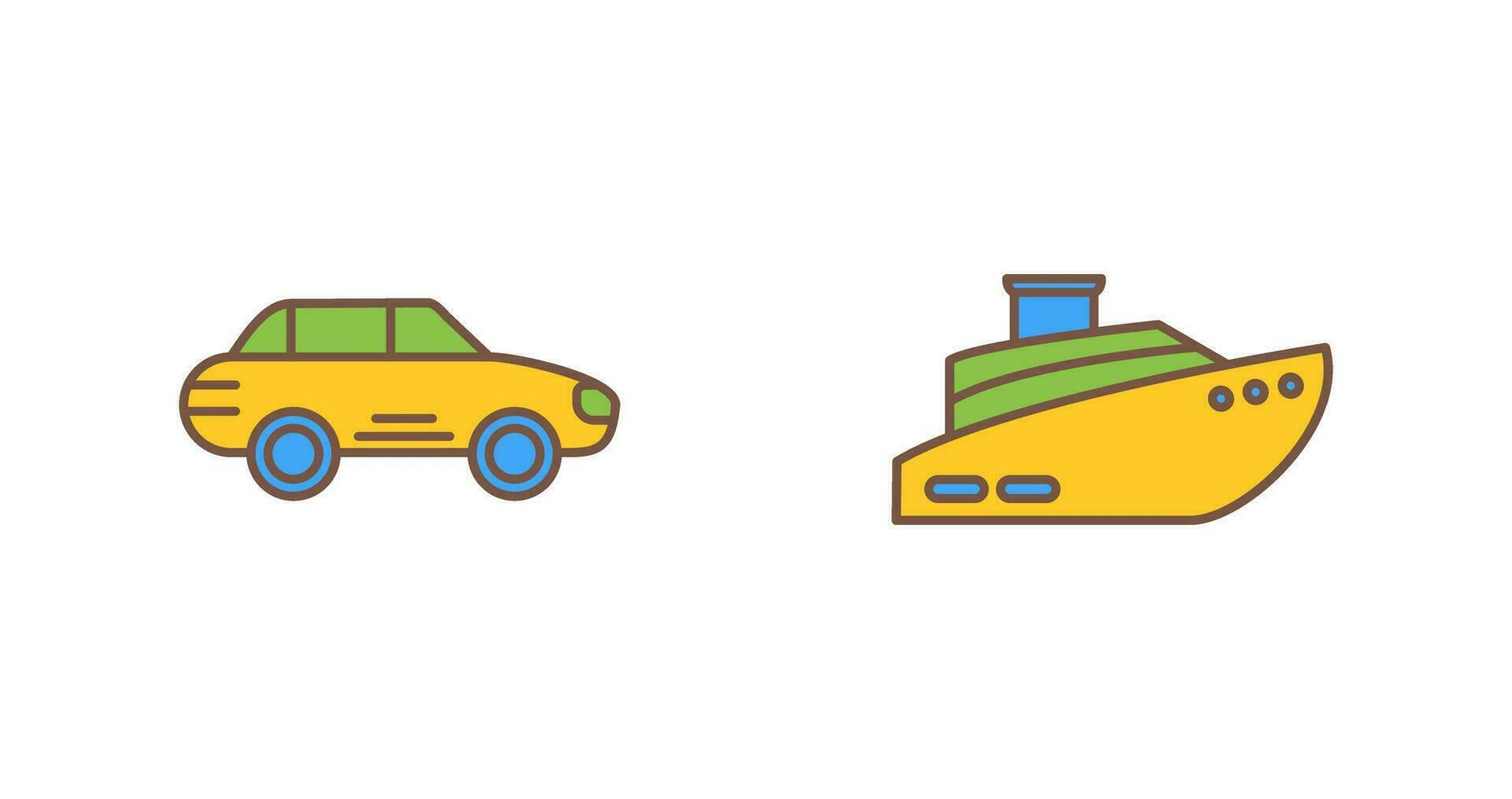Car and Ship Icon vector