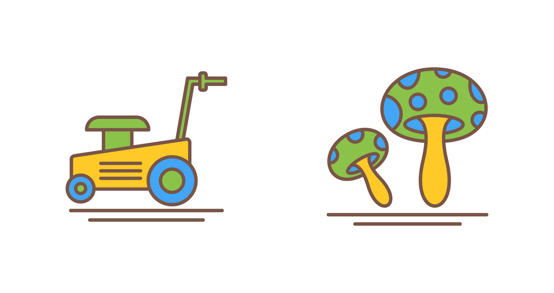 Lawn Mower and Mushroom Icon 33022132 Vector Art at Vecteezy