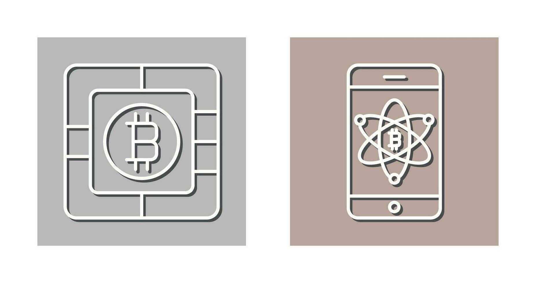 bitcoin chip y móvil icono vector