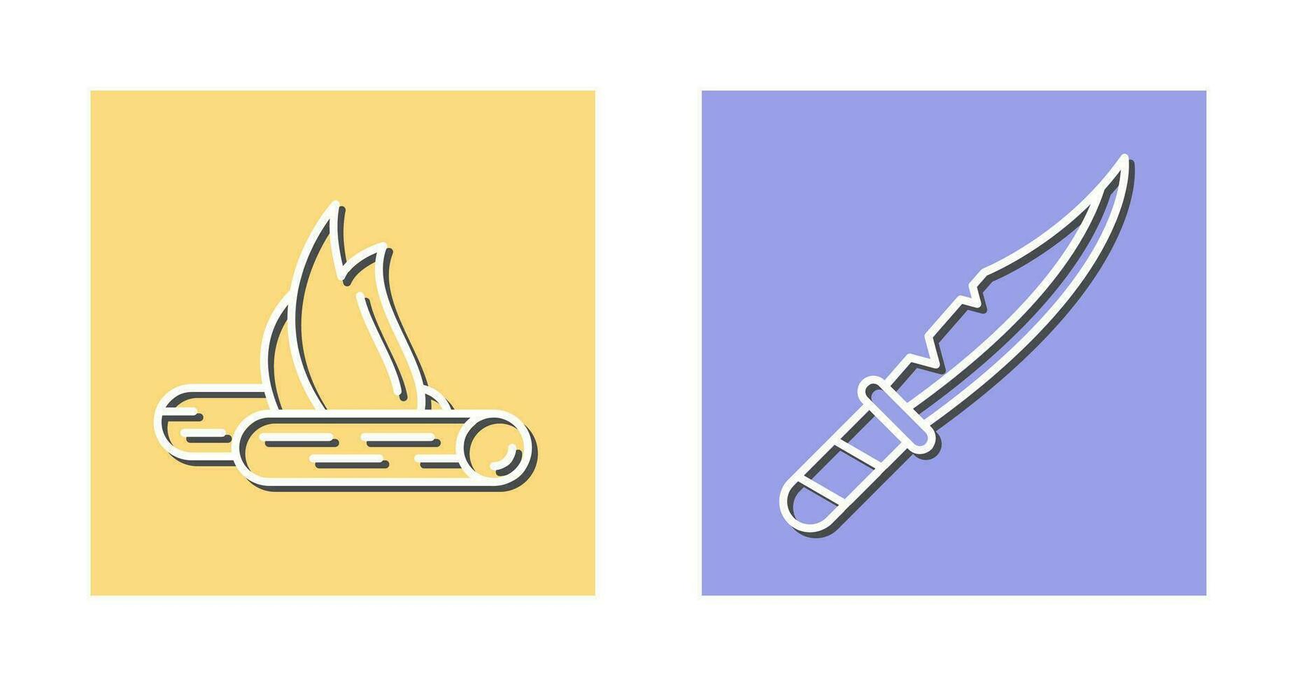 Bon Fire and Knife Icon vector