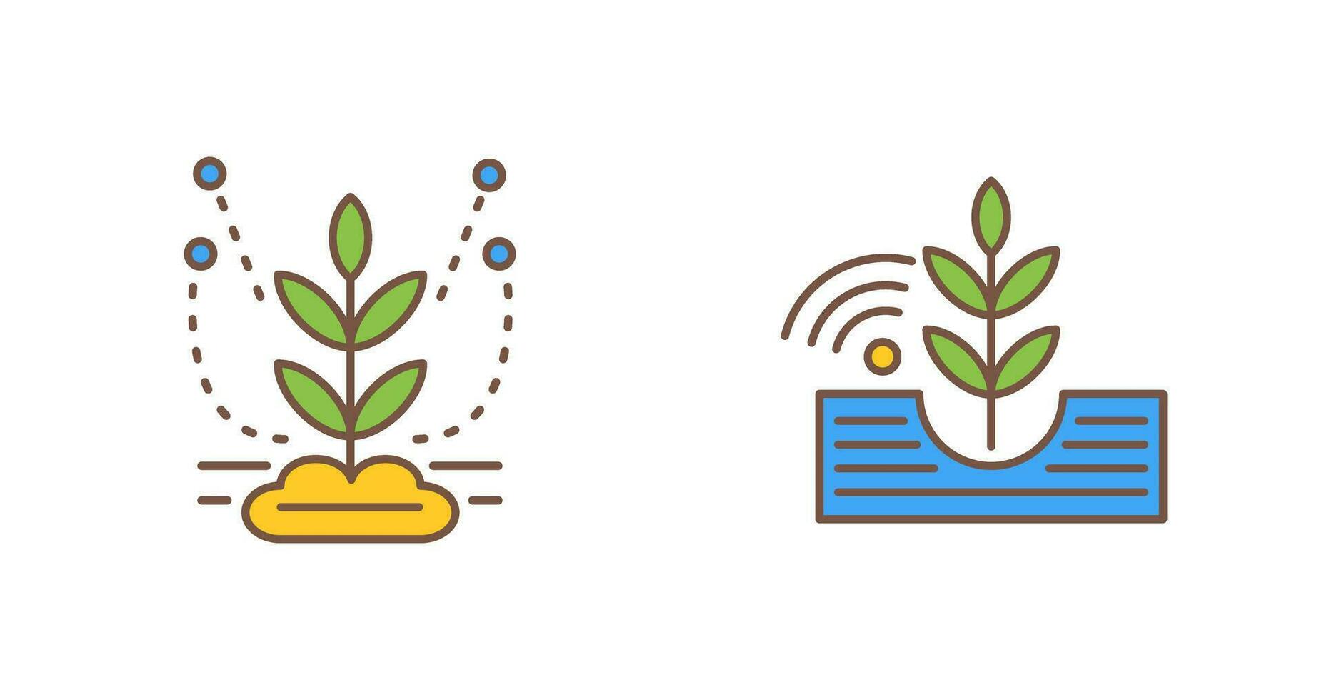 irrigación sistema y plantando icono vector