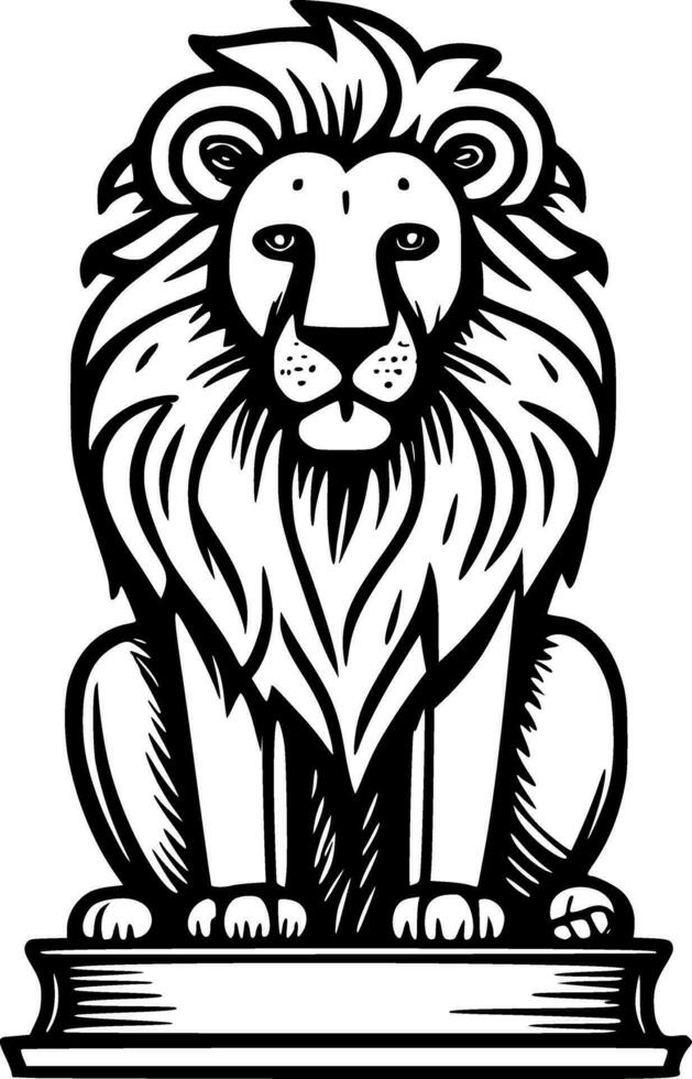 art lion statue cartoon vector