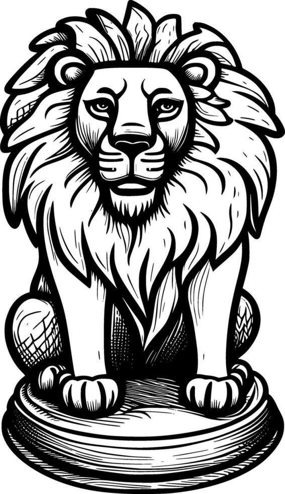 art lion statue cartoon vector