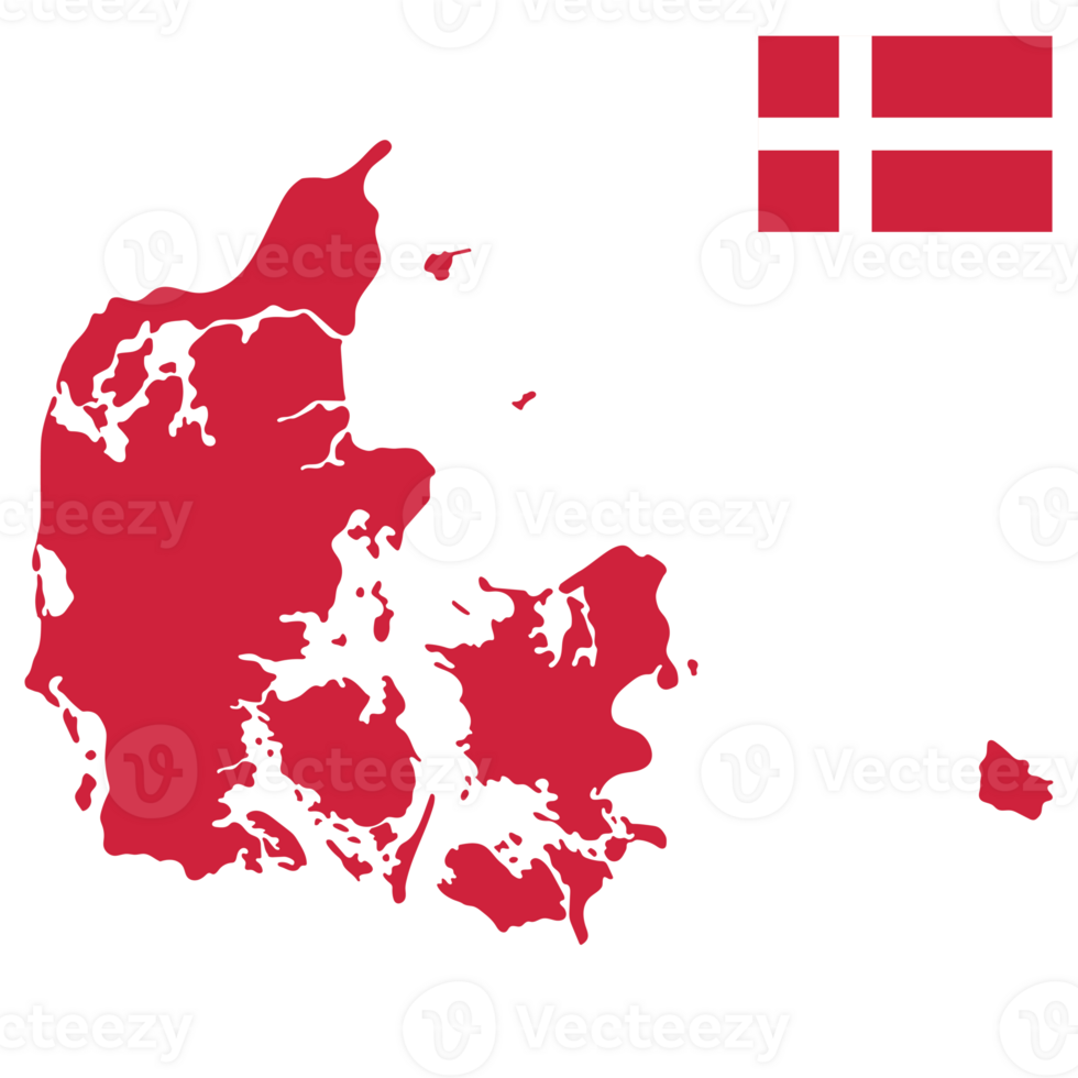 Map of Denmark with Denmark flag png