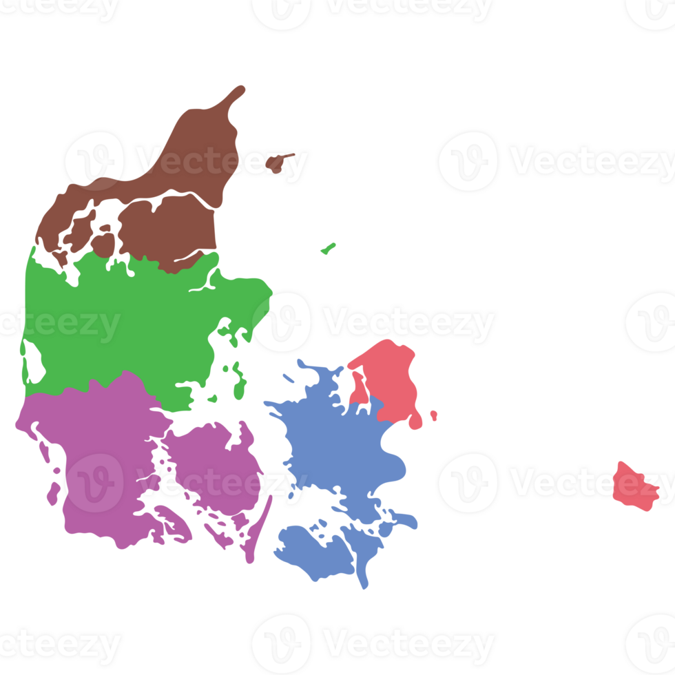 Denmark map with main regions. Map of Denmark png