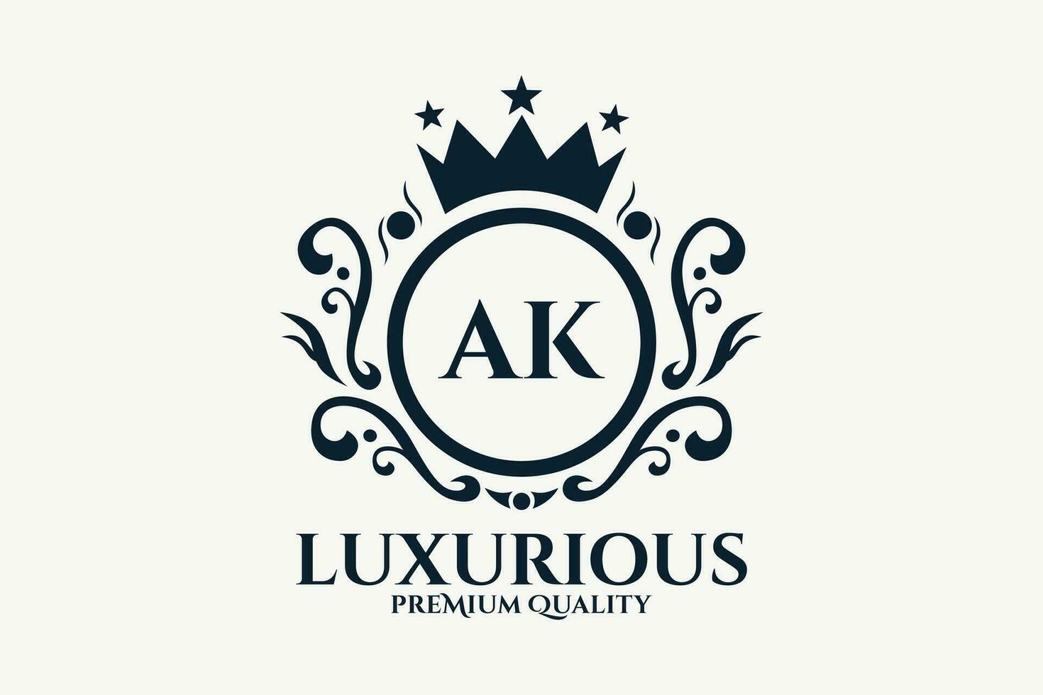 Initial  Letter AK Royal Luxury Logo template in vector art for luxurious branding  vector illustration.