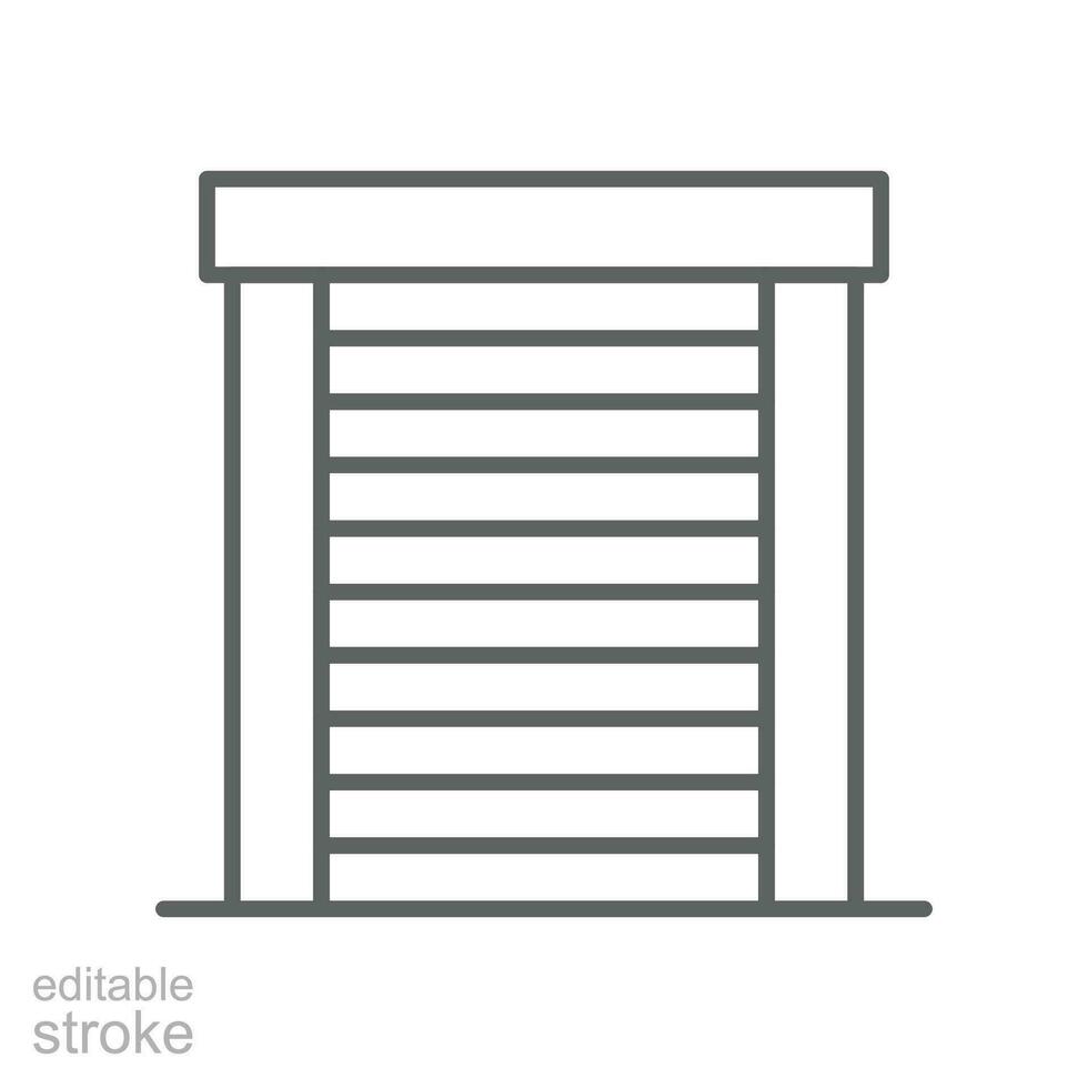 Garage door icon. Simple outline style. Shutter gate, warehouse, roller, close, construction, room, house, home interior concept. Thin line symbol. Vector illustration isolated. Editable stroke.