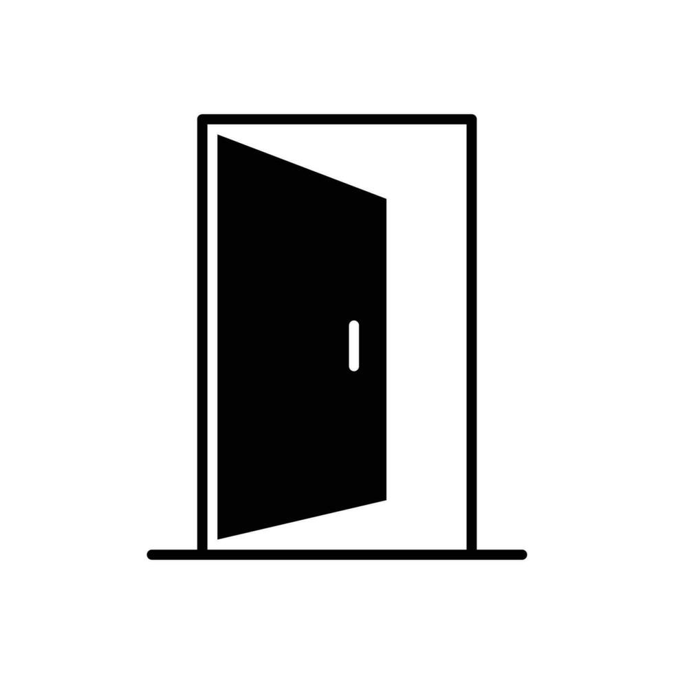 abrió puerta icono. sencillo sólido estilo. puerta, abierto, ingresar, salida, entrada, casa, hogar interior concepto. silueta, glifo símbolo. vector ilustración aislado.