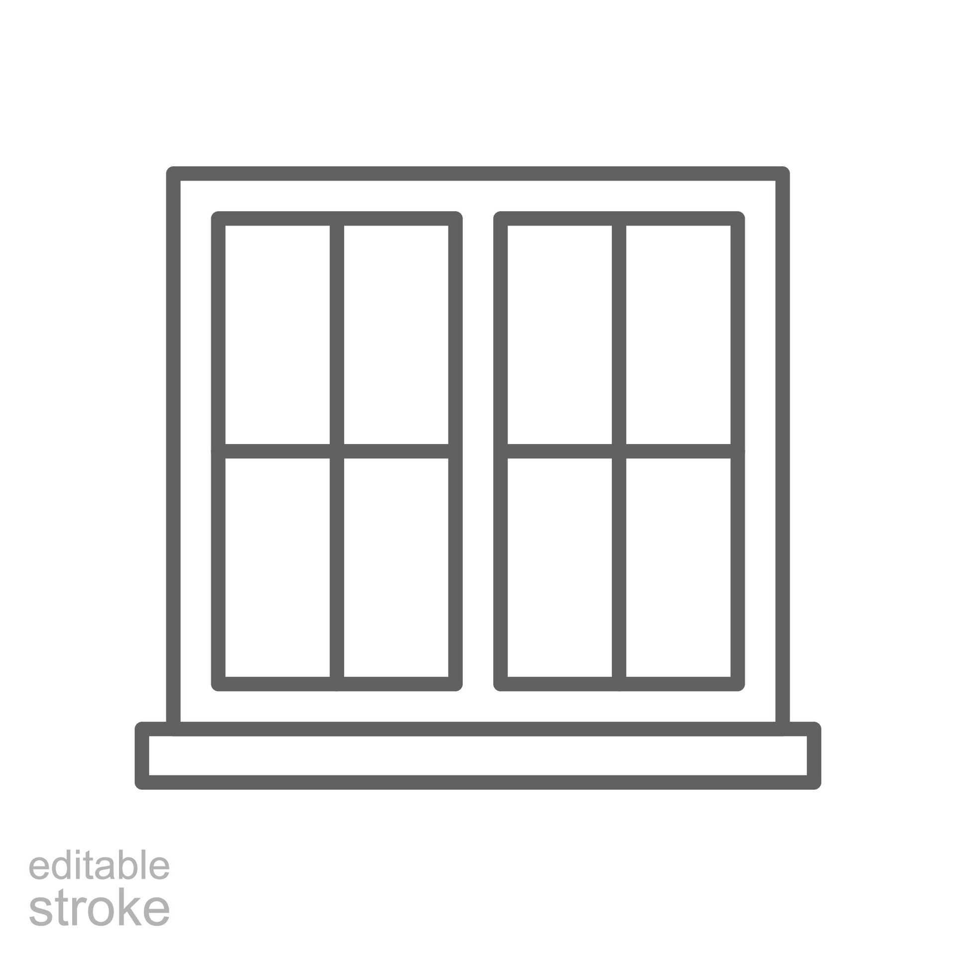 Window icon. Simple outline style. Double, window frame, square, close ...