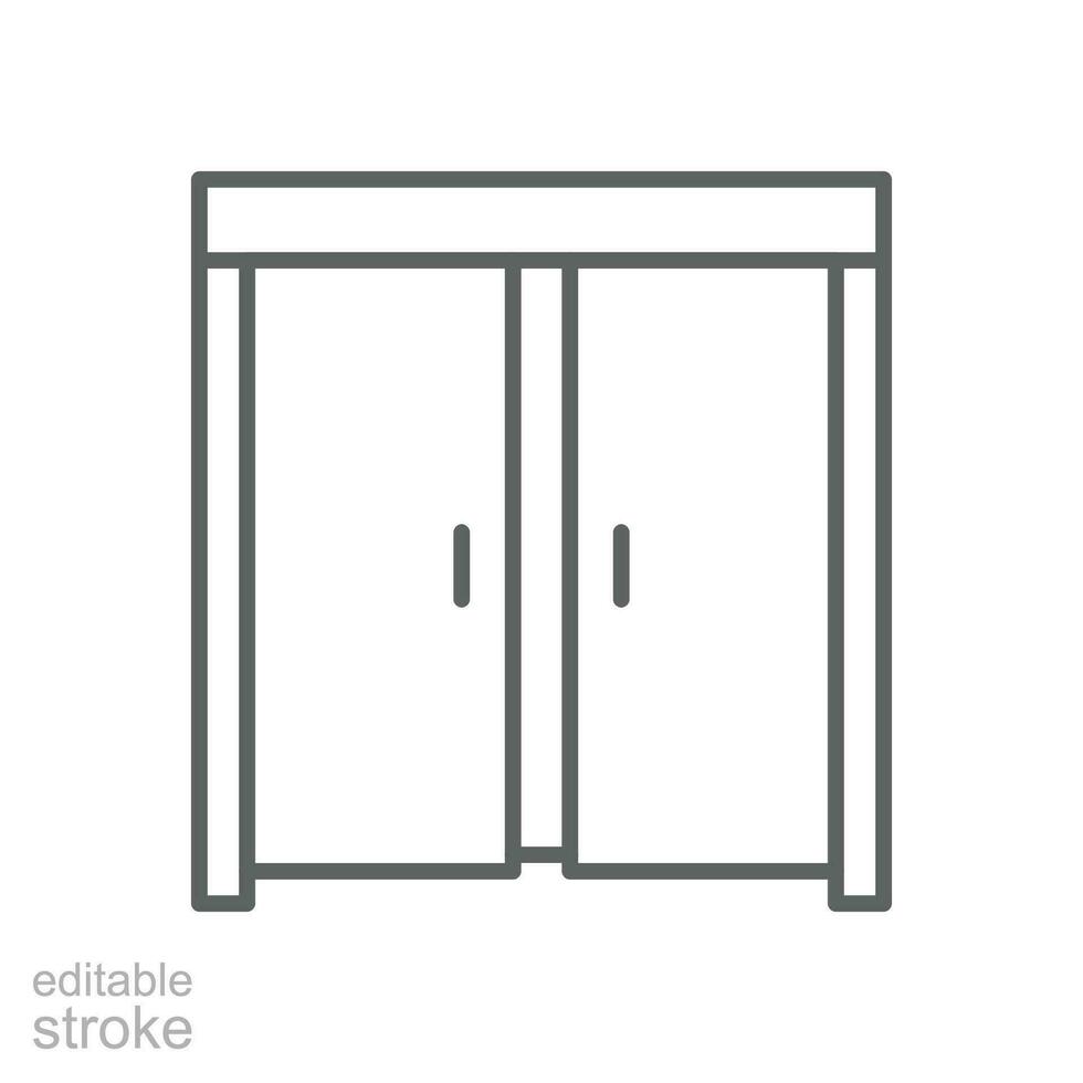 Sliding door icon. Simple outline style. Slide, door, entrance, construction, room, house, home interior concept. Thin line symbol. Vector illustration isolated. Editable stroke.