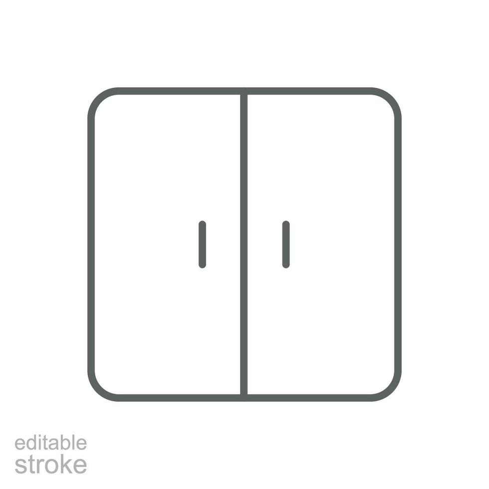 doble puerta refrigerador icono. sencillo contorno estilo. refrigerador, cocina, casa, hogar interior concepto. Delgado línea símbolo. vector ilustración aislado. editable ataque.