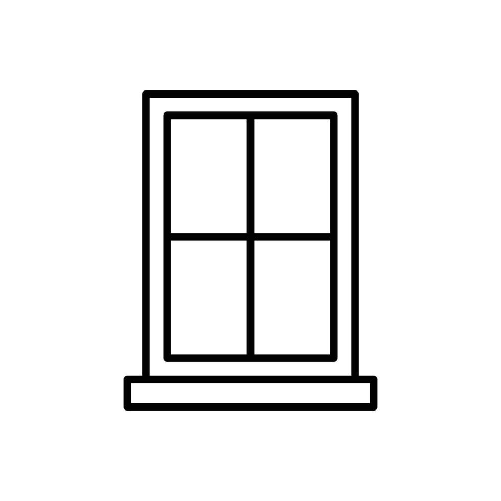 Window icon. Simple outline style. Window frame, square, construction, room, house, home interior concept. Thin line symbol. Vector illustration isolated.
