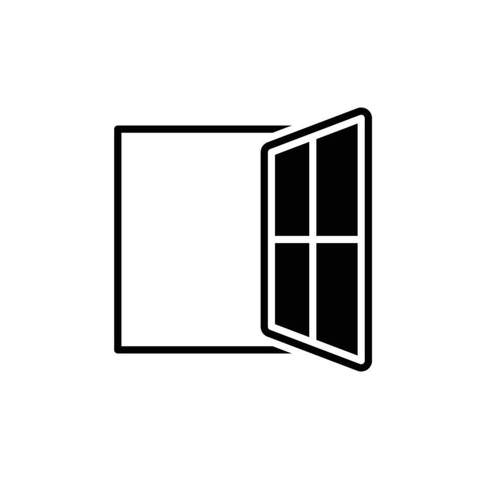 Window icon. Simple solid style. Window open, frame, square, glass, construction, room, house, home interior concept. Silhouette, glyph symbol. Vector illustration isolated.