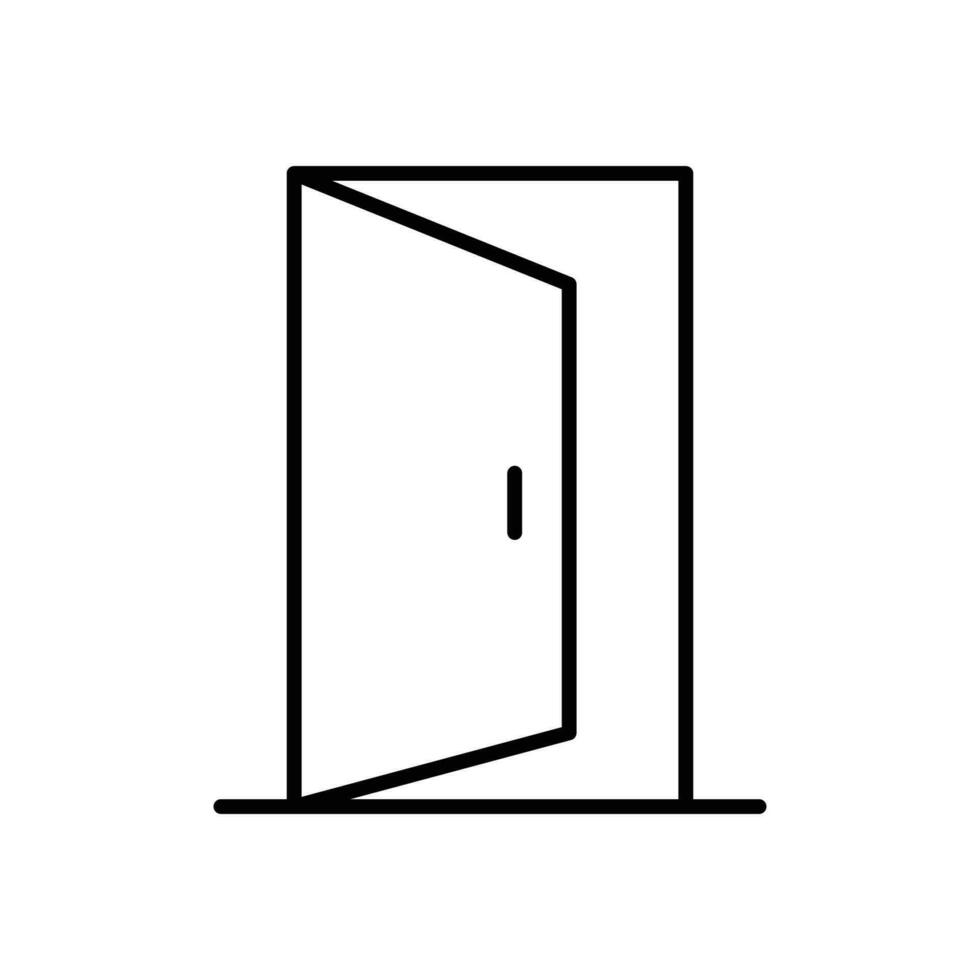 abrió puerta icono. sencillo contorno estilo. puerta, abierto, ingresar, salida, entrada, casa, hogar interior concepto. Delgado línea símbolo. vector ilustración aislado.