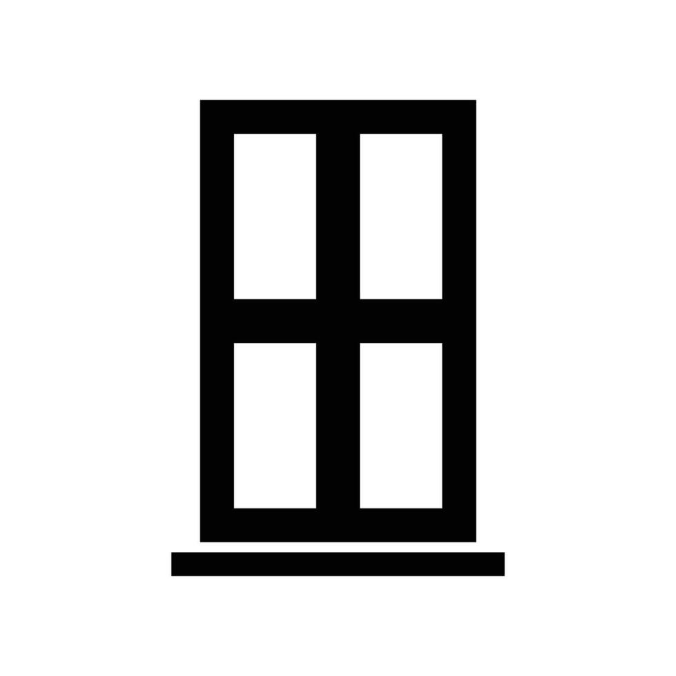 Window icon. Simple solid style. Window frame, square, construction, room, house, home interior concept. Silhouette, glyph symbol. Vector illustration isolated.