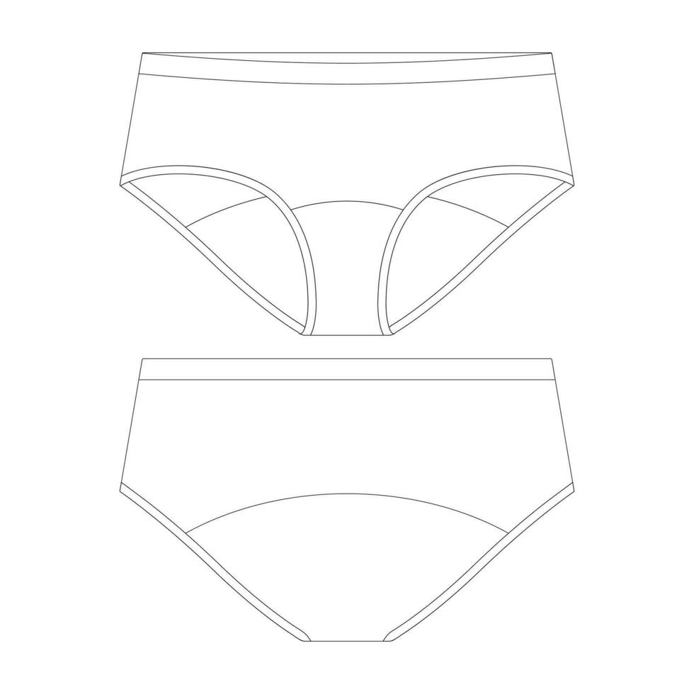 template boyshort bikini underwear vector illustration flat design outline clothing collection