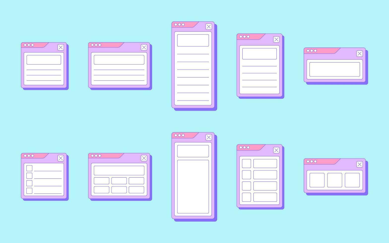 Collection of Retro Web UI Notes vector