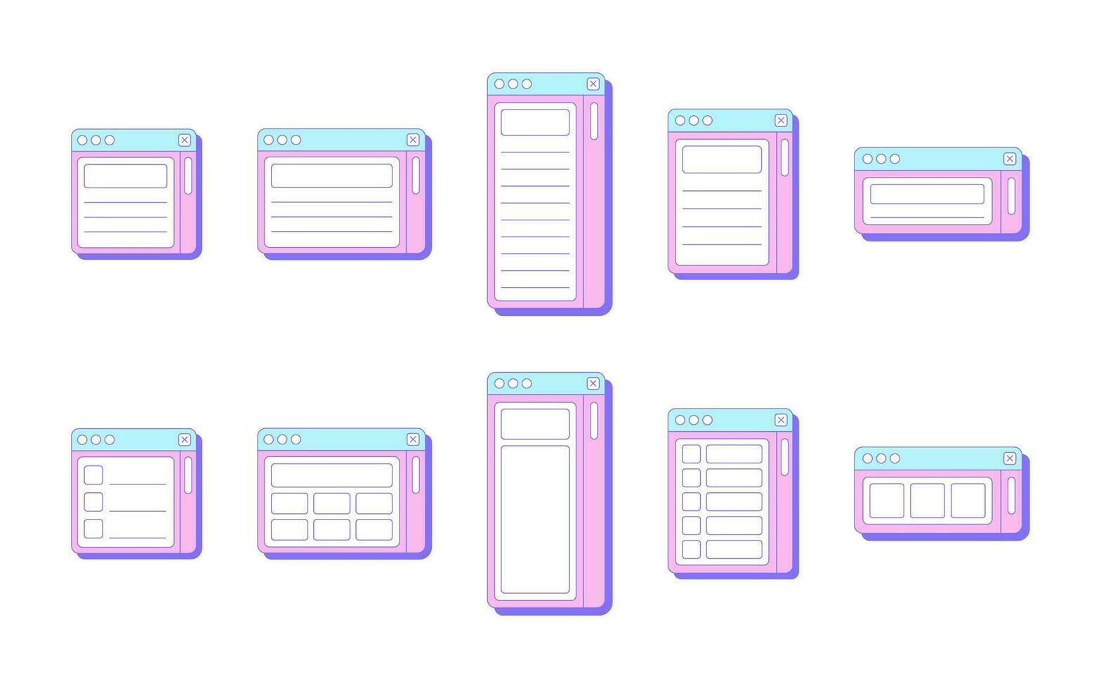 Collection of Retro Web UI Notes vector