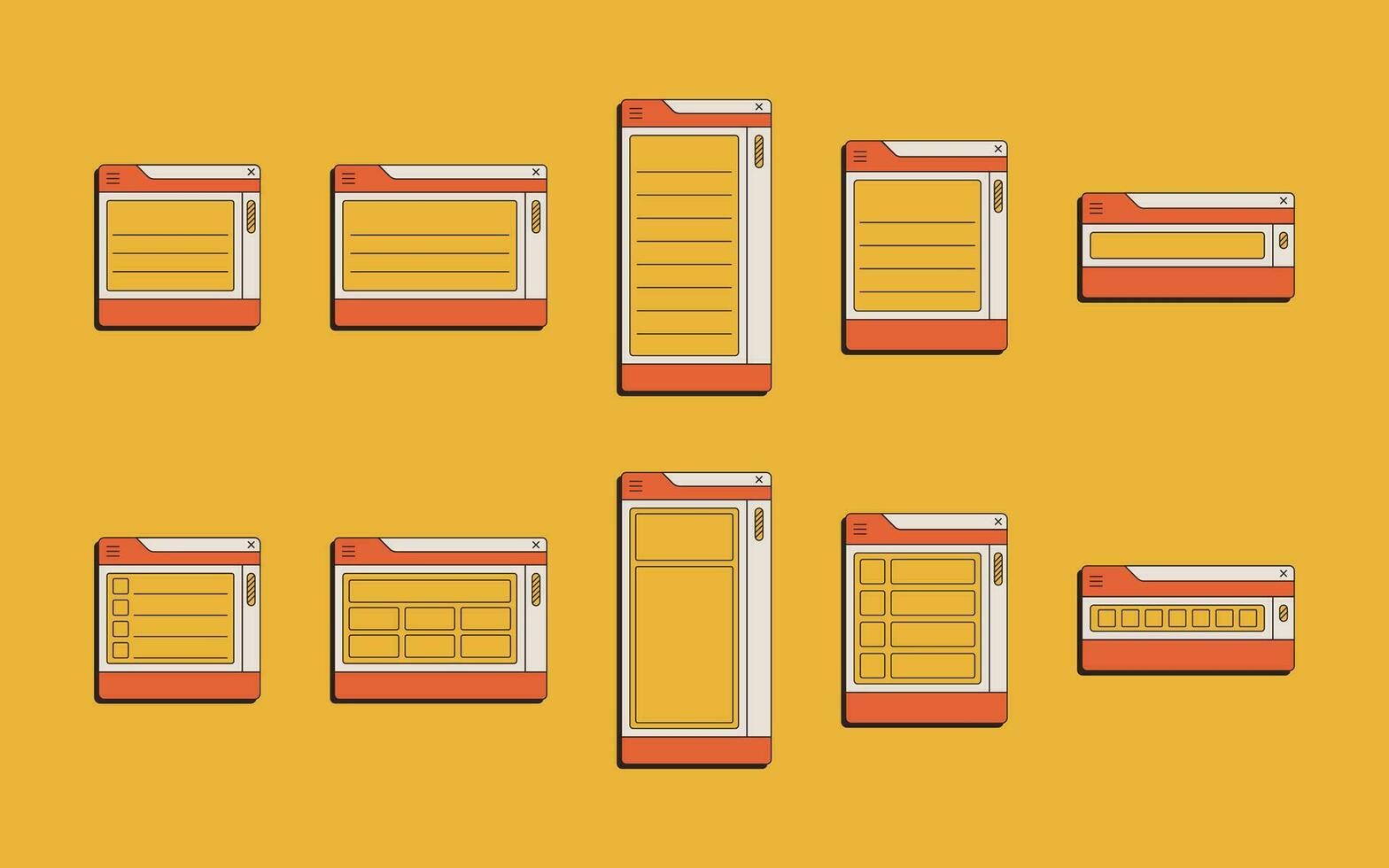 Collection of Retro Web UI Notes vector