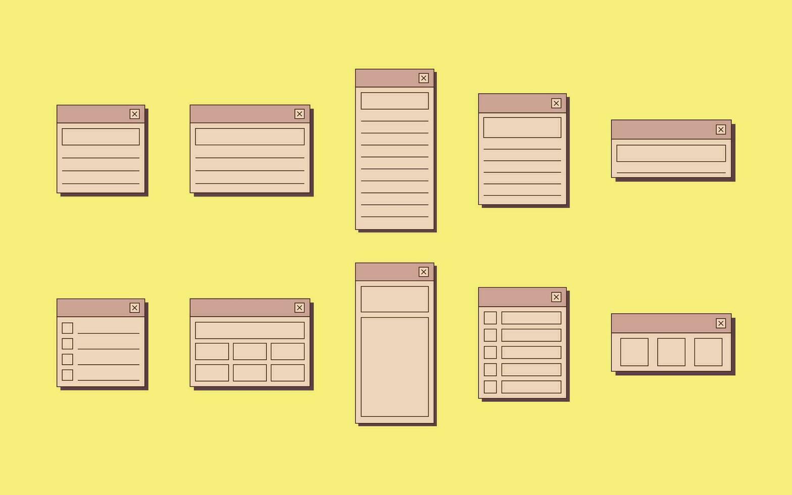 Collection of Retro Web UI Notes vector
