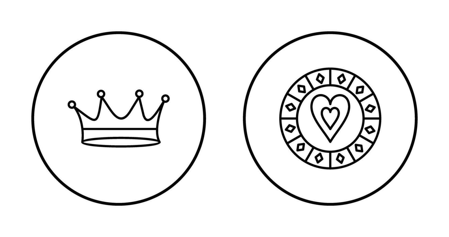 king crown and heart chip Icon vector