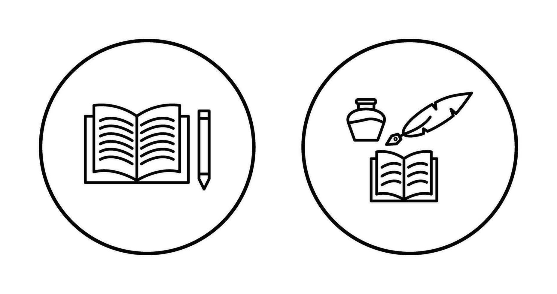 Pencil and Book and Quilland Book Icon vector
