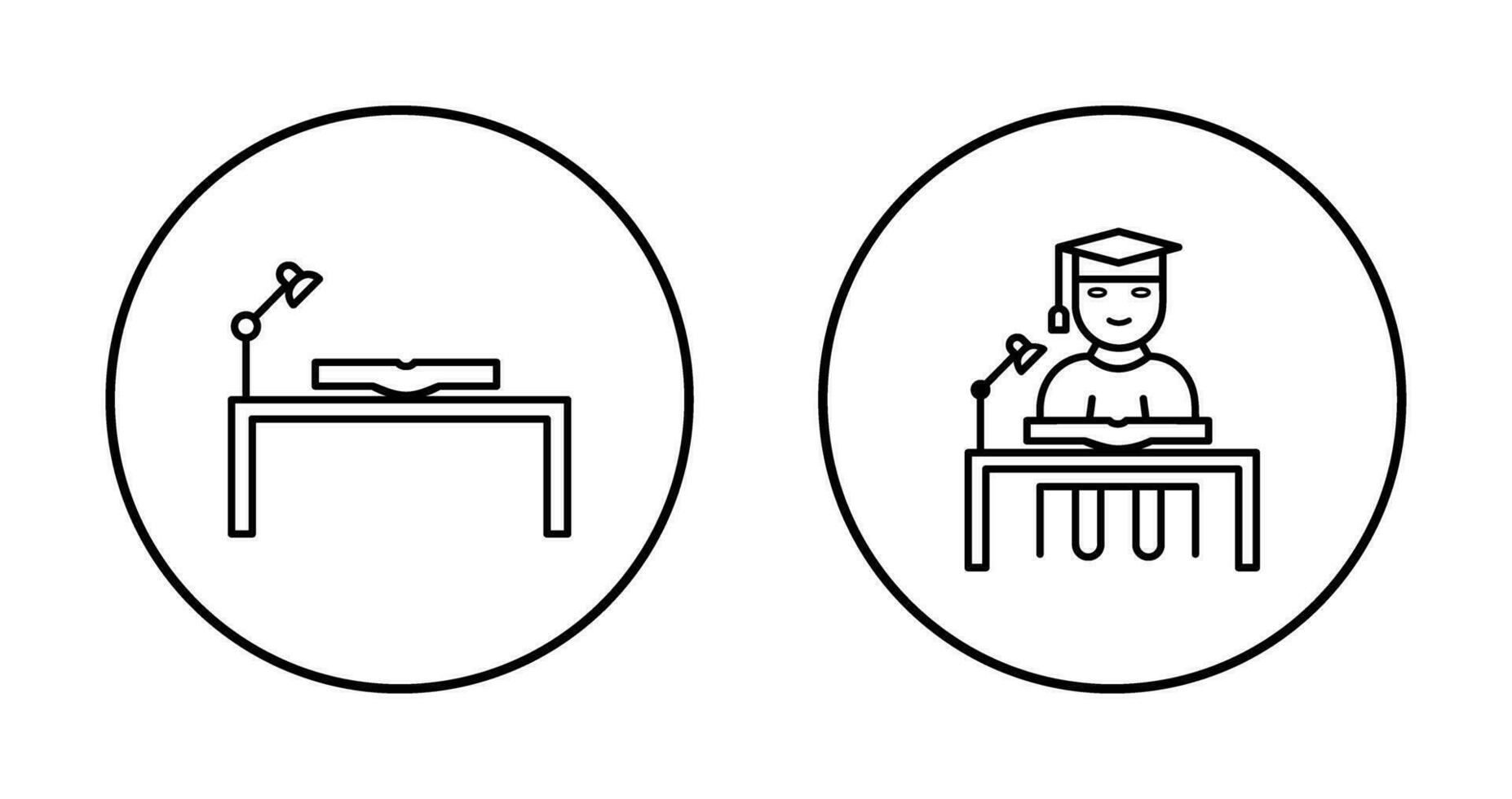 study desk and studying on desk  Icon vector