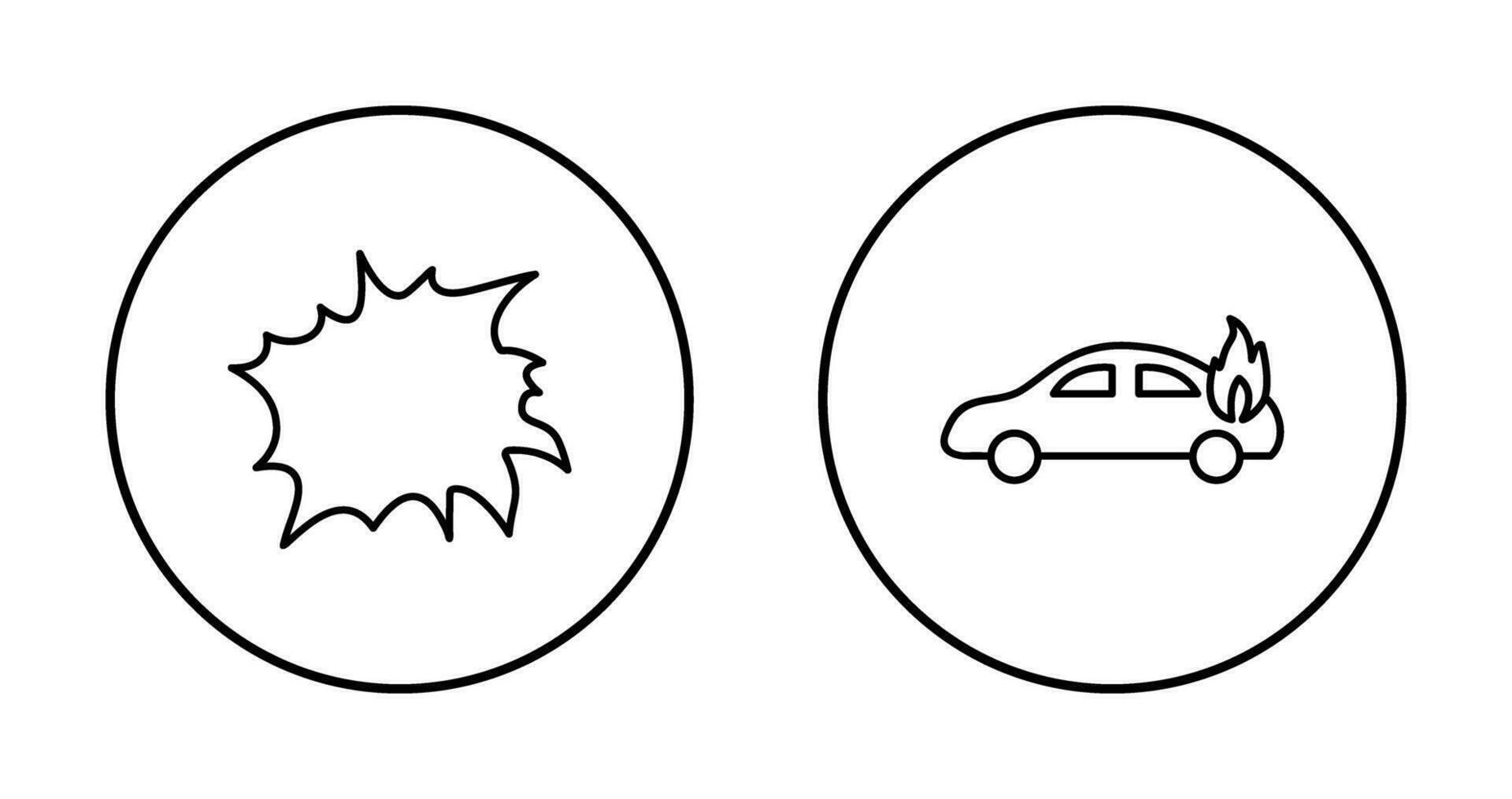 explosion and car on fire  Icon vector