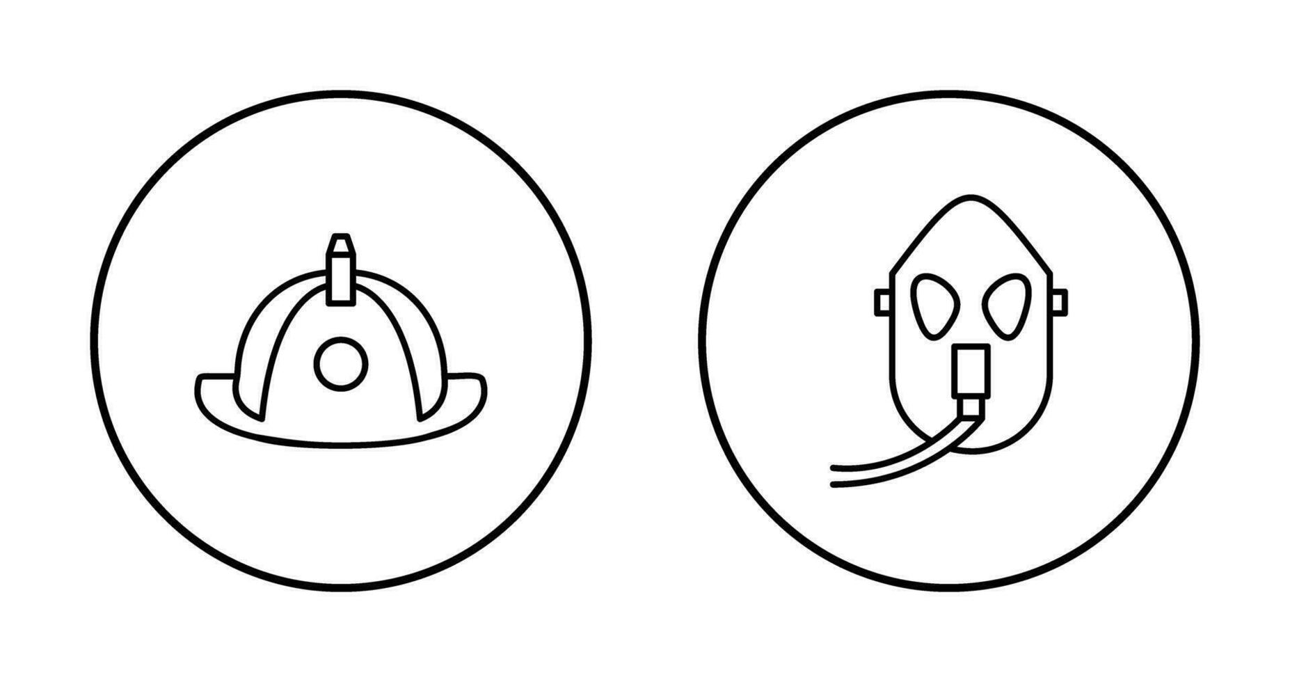 firefighter hat and Oxygen mask Icon vector